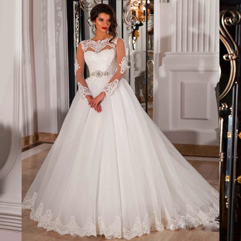 New Fashion Ball Gown Wedding Dresses 2016 Couture Lace Long New Fashion Ball Gown Wedding Dresses 2016 Couture Lace Long Sleeve Dress With Illusion Zipper Back Yy292 In From Weddings