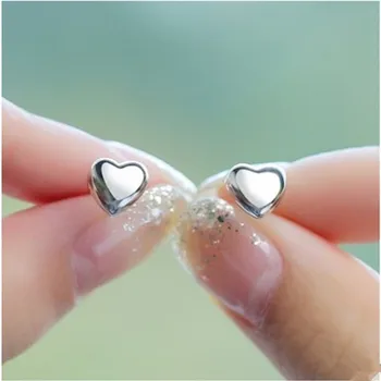 

925 Sterling Silver Heart Stud Earrings For Women Wedding Party Jewelry Pendientes EH961
