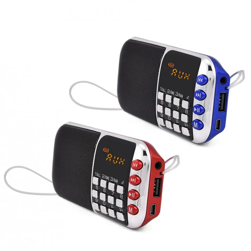 Portable FM Radio HiFi Stereo Speaker Music Player Support Micro SD TF Card USB Disk AUX LCD 