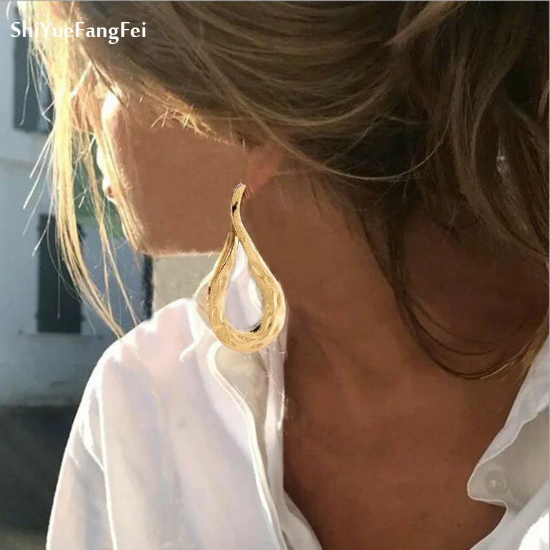 

Brand Gold Large Metallic Geometry Earrings for Women Fashion Irregular Big Earrings Jewelry 2018 Brincos Female Earring