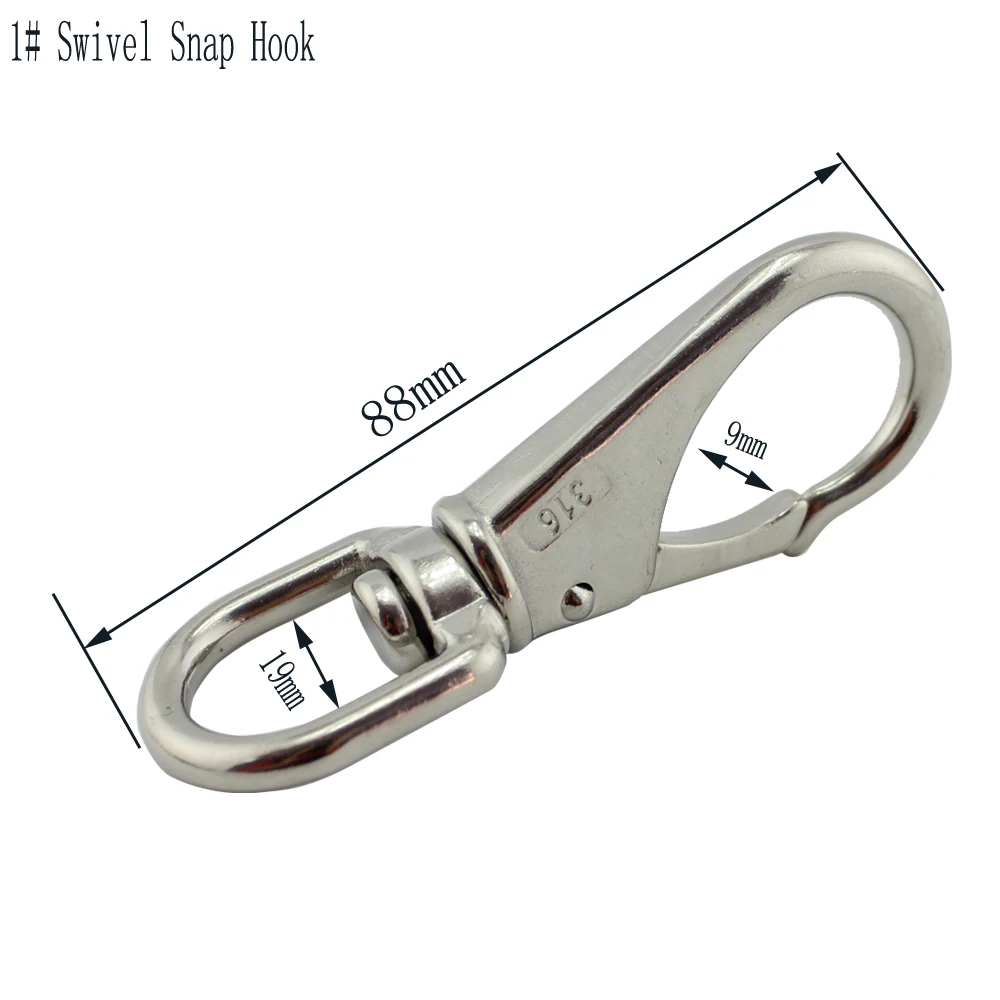 Stainless Steel Swivel Eye Snap Hook Bag Spring Snap Carabiner Quick Release Dog Chain Bolted Hook 1# Hiking Camping 10pcs 88mm the new product includes bear b5 release book camping and coffee coil double sided release paper storage guide book