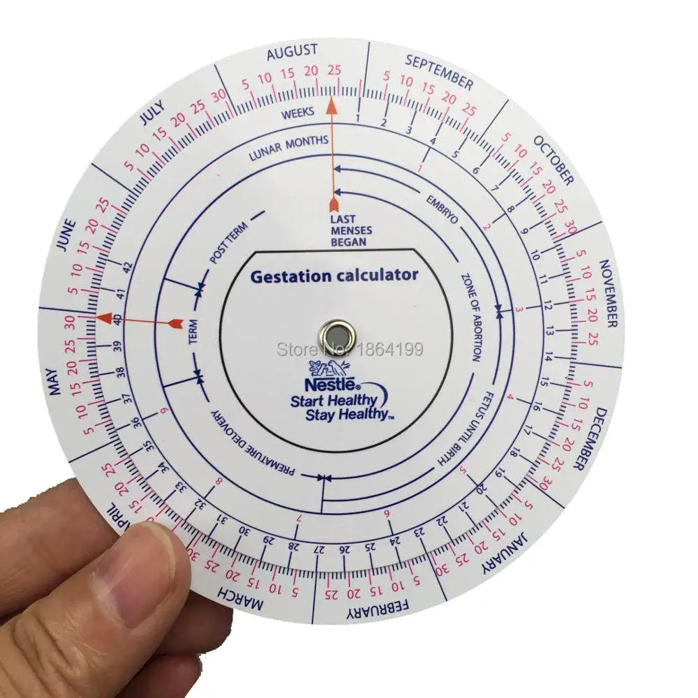 Случайный дизайн ПВХ калькулятор беременности колесо беременность Гониометр Ожидаемая дата рождения калькулятор, 2 шт./лот
