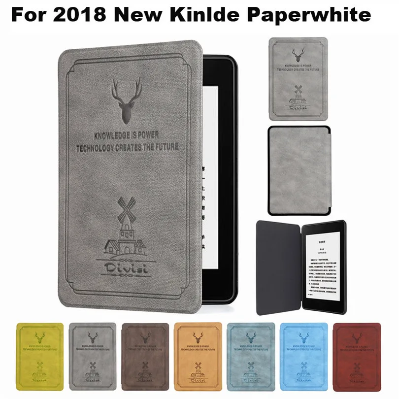 

Sunfly Smart Thin Leather Sleep Awake Flip Cover Case For New Amazon Kindle Paperwhite 4 2018 Anti-Shock For ereader A30