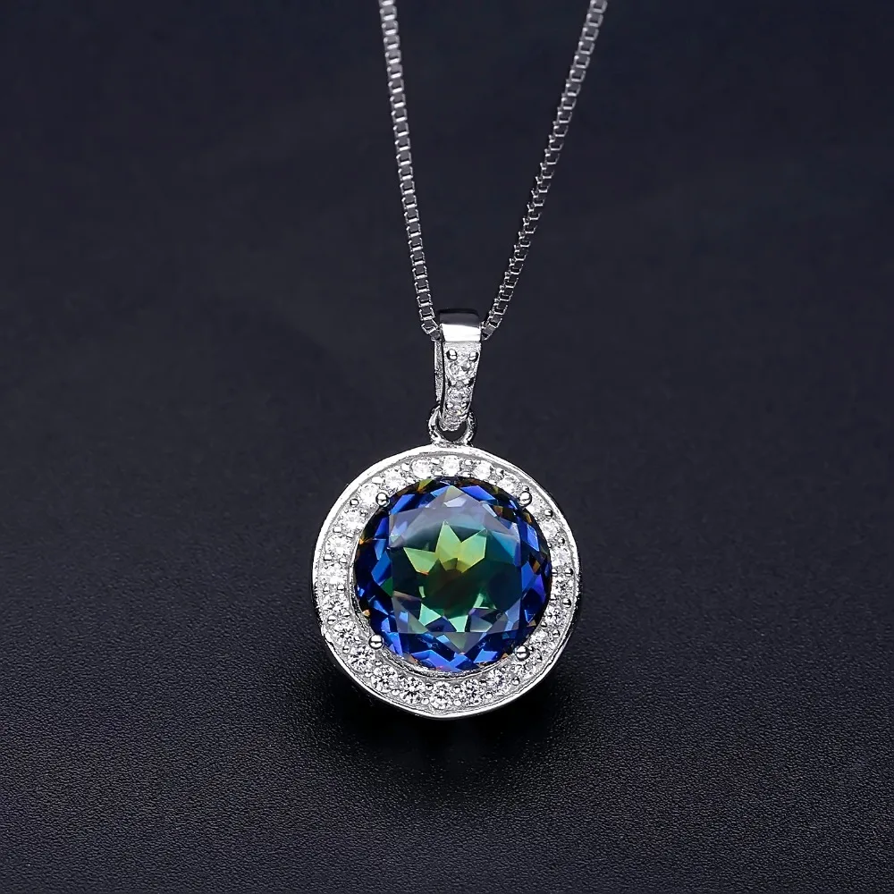 Gem's Ballet 4.79Ct натуральный Blueish мистический кварцевый камень ожерелье с кулоном из цельного 925 пробы серебра хорошее ювелирное изделие для женщин