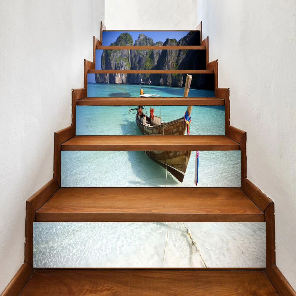 Boat Modern Creative DIY Steps Sticker Removable Stair Sticker Home Decor Ceramic Tiles Patterns Drop shipping AP25
