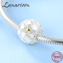 925 пробы Серебряный Нежный белый любовь мода DIY круглые бусины подходят Pandora браслет ювелирных изделий