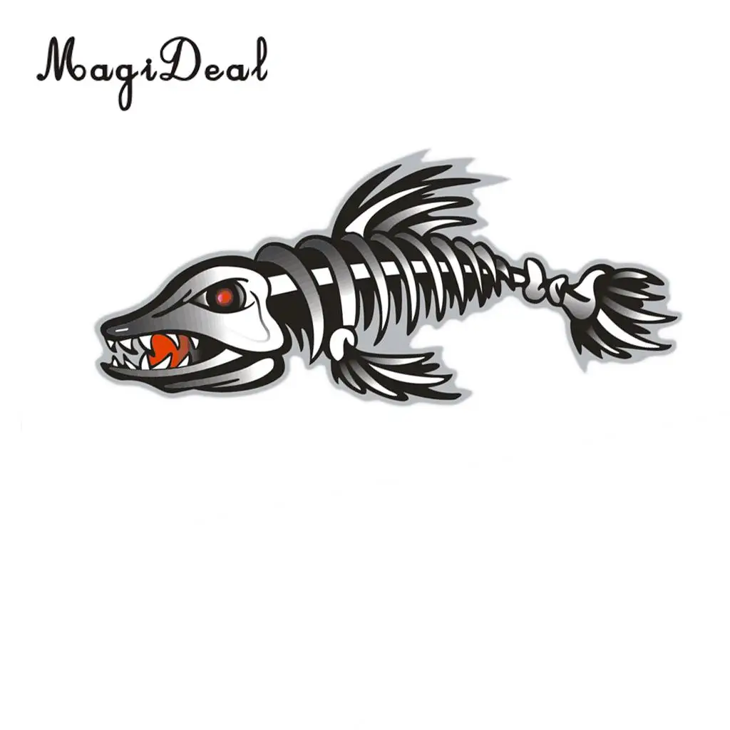MagiDeal 4Pcs Large Fish Skeleton Shark Mouth Decal Kayak Fishing Boat Car Truck Motorcycle Graphics Funny Stickers