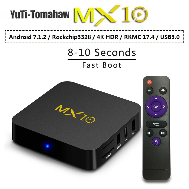 Мини ПК MX10 Smart TV Box Android 8 1 RK3328 четырехъядерный 64 бит DDR3 4 ГБ 32 4K HD Wifi 100 м LAN USB3.0