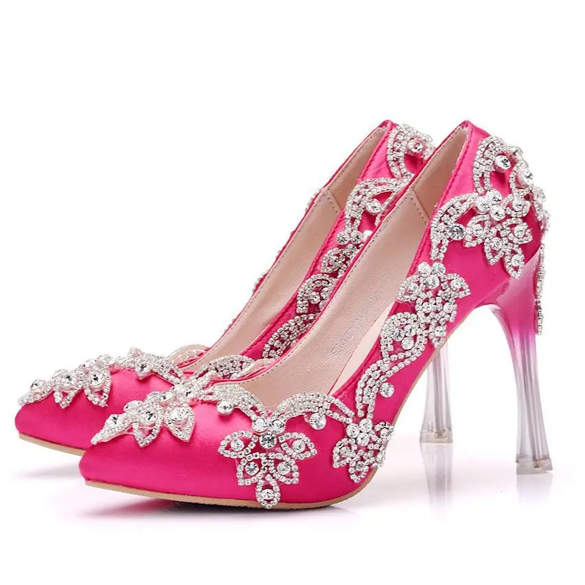 

Fashion wild high heels stiletto pointed banquet shoes new crystal heel rhinestone wedding shoes sexy high-heeled single shoes