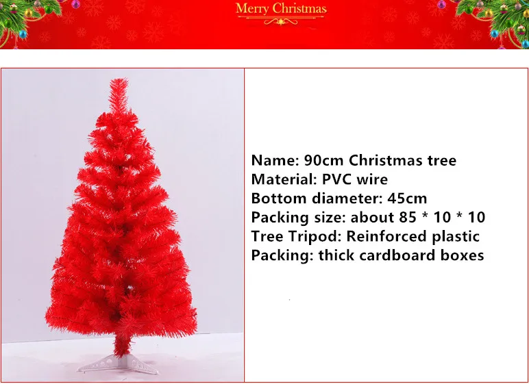 0.9 м/90 см зашифрованные красный Рождество дерево Новое поступление на Новый год подарки Рождество домашнего офиса украшения