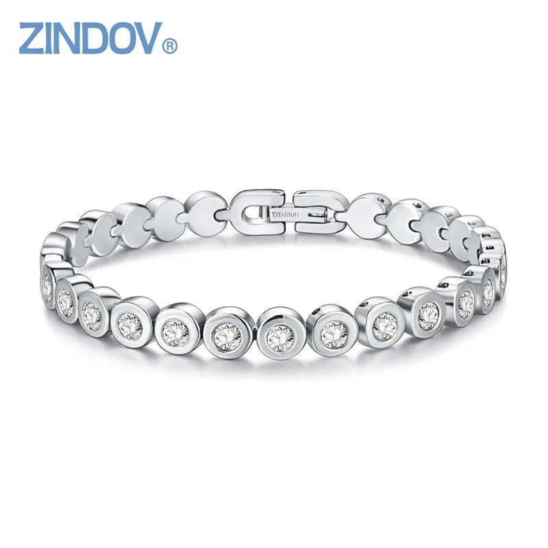 PVD Rose Gold Plated Overlay Cubic Zirconia Tennis Stainless Steel Bracelet Women Luxury 2016 Fashion Top