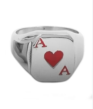 Ace of Spades кольцо из нержавеющей стали ювелирные изделия классические пики красное сердце кольцо в байкерском стиле для мужчин и женщин SWR0037A - Цвет основного камня: Red