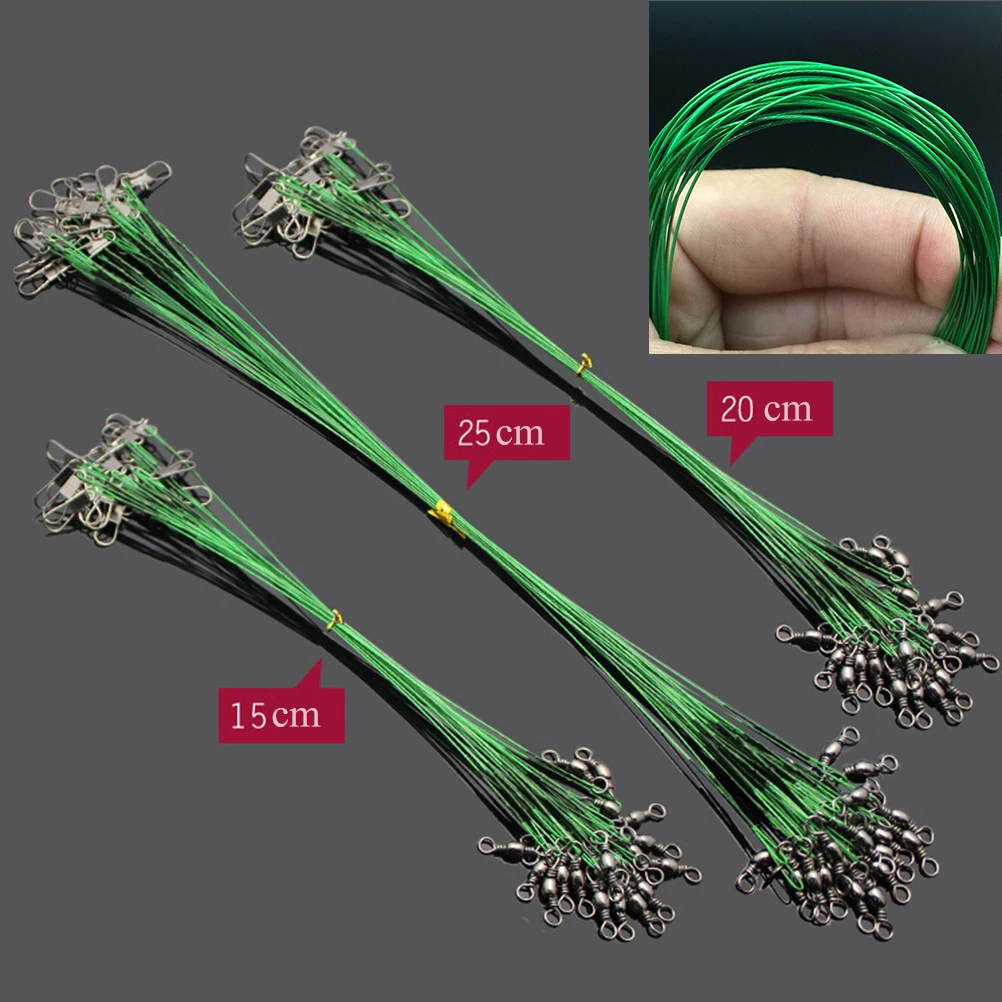 

20pcs/lot Fishing Wire Line Leash Lure Fishhook Line Trace Wire Leader Swivel Snap Spinner Shark Spinning Expert 15cm 20cm 25 cm