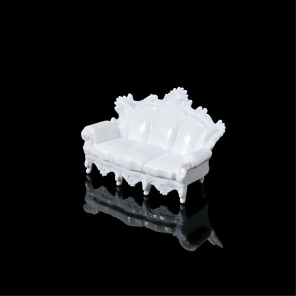 1/25 Dollhouse Miniature Living Room Antique Sofa Set Tea Table Settee Model White 1/25 Dollhouse Miniature Living Room Antique Sofa Set Tea Table Settee Model White