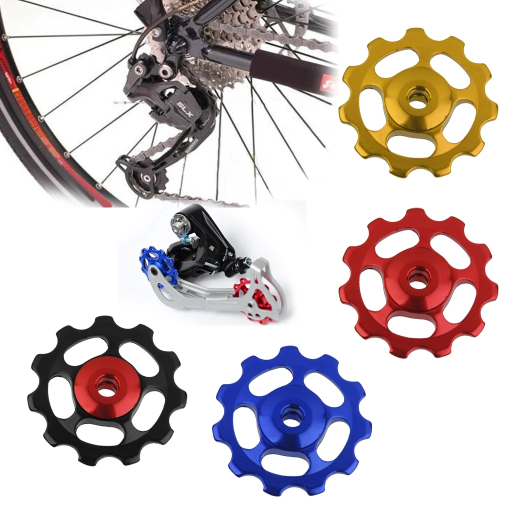 11T Aluminum Alloy Sealed Bearing Jockey Wheel Rear Derailleur Pulley for Mountain Road MTB Bike Gold/Black/Red/Blue