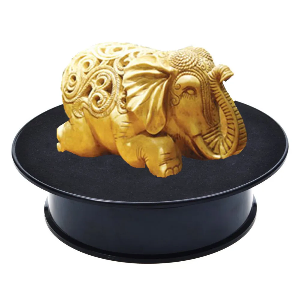 Black Velvet Top Electric Motorized Rotating Display Turntable for Model Jewelry Hobby Collectible Home