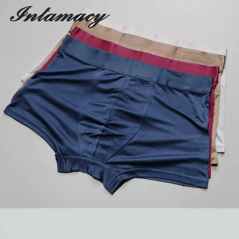 Luxury 100 real Silk Boxer Shorts knitting silk Loose Big size Panty