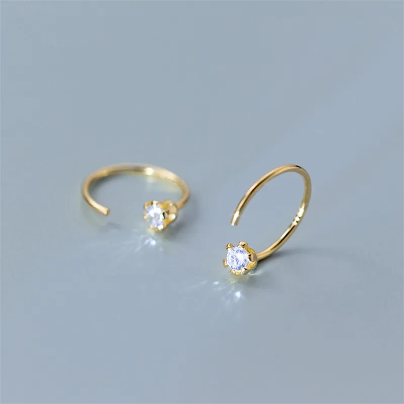 

NEWBUY Genuine 925 Sterling Silver Hoop Earring For Women Girl Clear CZ Earrings Female Sterling-Silver-Jewelry