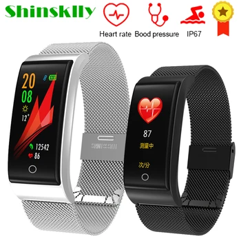

Shinsklly Smart wristband F4 Heart rate monitor Blood Pressure Fitness bracelet Pedometer activity tracker smart watch men women