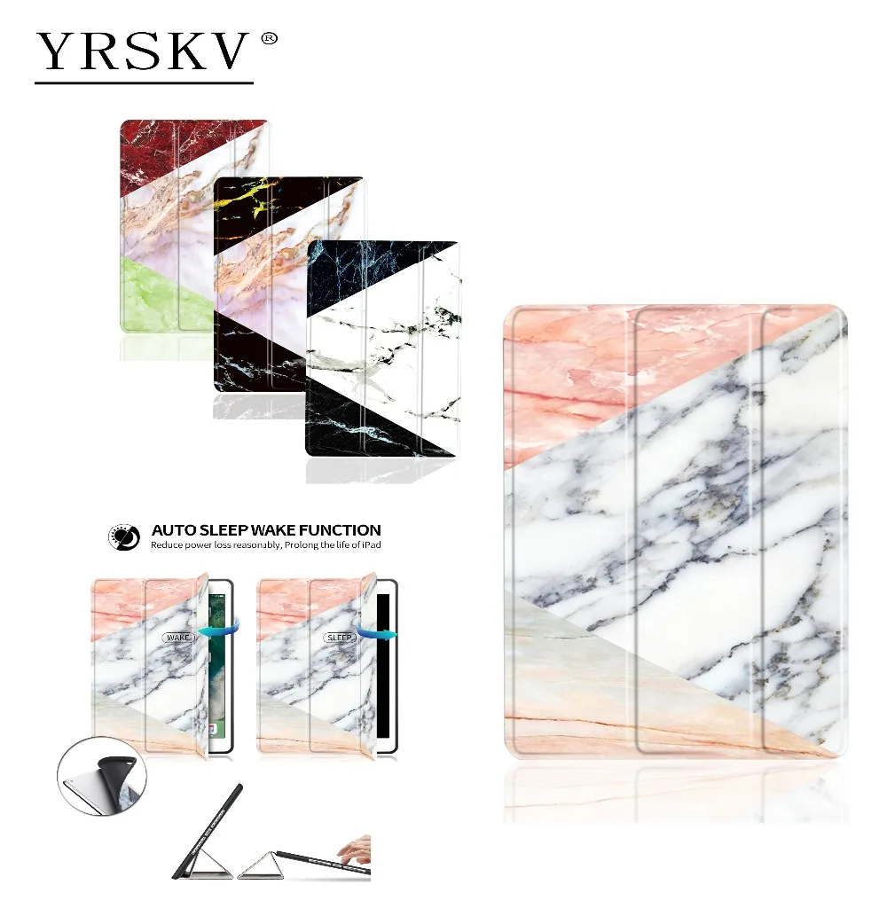 

Case for iPad Air 2 2014 YRSKV Painted marble pattern PU leather cover+TPU silicone Smart Sleep Wake Tablet Case For Apple iPad