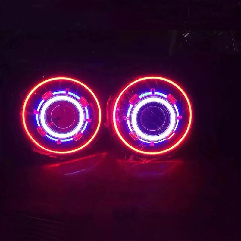 7 дюймов RGB светодиодный Звездное фары для автомобиля с дьявол Halo Ангел глаз Jeep