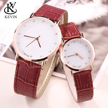 

KEVIN KV 2pcs Fashion Leather Couple Watch Men Women Watches Students Gift Simple Quartz Wrist Watch Girls Boys Dropshipping
