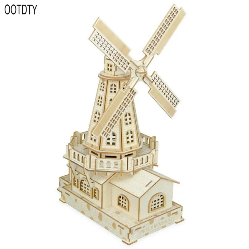 OOTDTY 1 Набор голландская ветряная мельница 3D деревянная модель детская трехмерная головоломка для мальчиков и девочек развивающие игрушки ручные игровые принадлежности