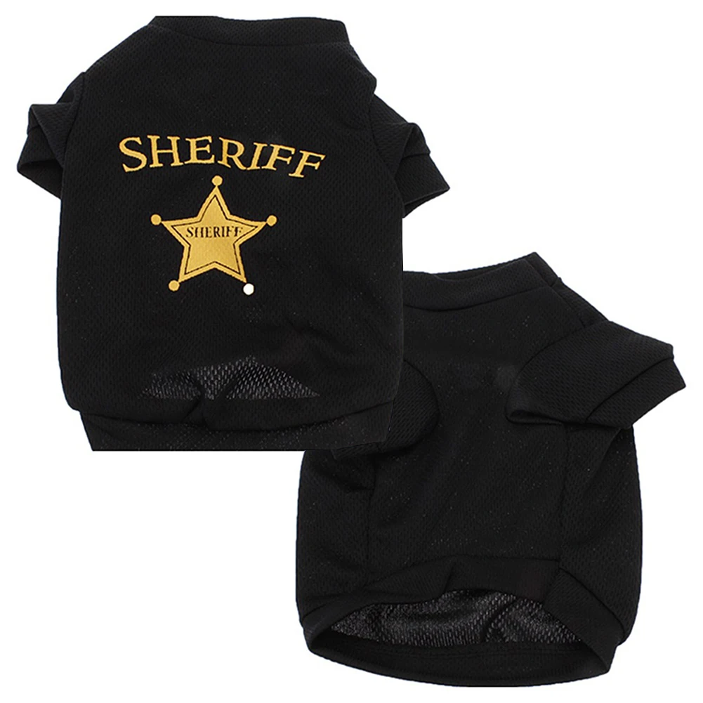

Fashion Cool Pet Dog Cat Mesh Cloth SHERIFF Star T-shirt Top Clothes Costume