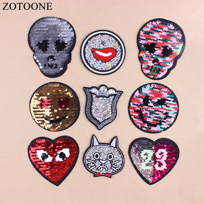 ZOTOONE/1 шт. двусторонний патч с пайетками дешевые вышитые нашивки железные детская
