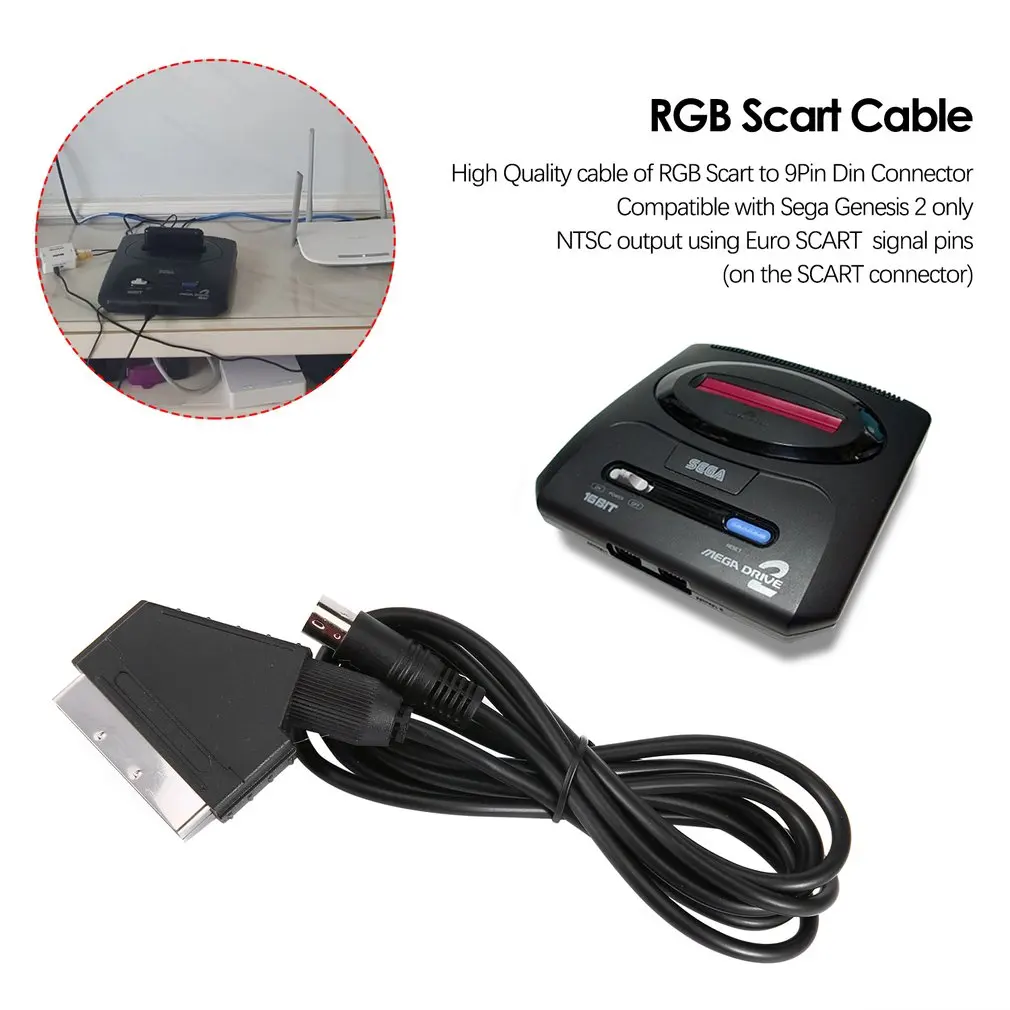 1,8 м/6 футов ЕС версия V-pin Scart кабель RGB кабели av PAL для sega Genesis 2 Mega Drive MD 2 высокого качества