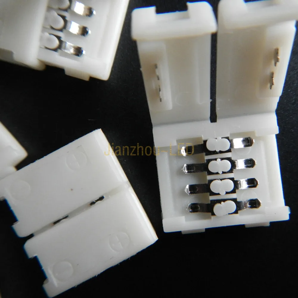 

free shipping 10/20/50/100 pcs LED Strip light Solderless buckle connector 4-PIN RGB Connector free welding for 3528 5050 RGB