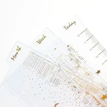 Domikee городской узор Бронзирующая линейка(на сегодняшний день недели, месяцы) 1 комплект, 3 предмета в комплекте A6 линейка