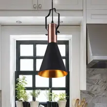 Промышленный светильник-люстра в стиле ретро, черный металлический абажур, корпус для кухни, ресторана, бара, кафе, светодиодный светильник