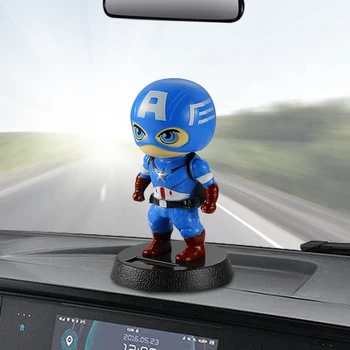 

Car Ornaments Solar Powered Automobile Decoration For Captain America Cute Shake Shaking Head Auto Dashboard Toys Accessories