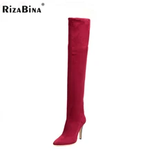 size 34-45 women over knee boots high heel botas motorcycle fashion long boot warm winter quality footwear heels shoes P22149