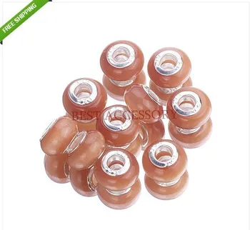 

Opal Cats Eye Large Hole Stone Charm Beads! 50pcs 9*14mm Deep khaki Big Hole Spacer Beads Fit European Jewelry Craft Making