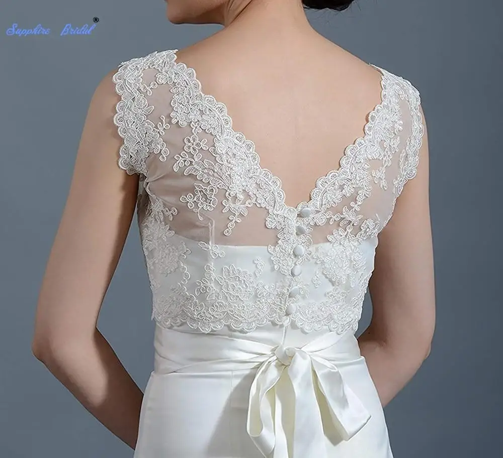 Sapphire Bridal новые женские с v-образным вырезом Кружева Аппликации свадебная куртка, болеро обертывания для свадьбы кружева куртка женщин болеро куртка