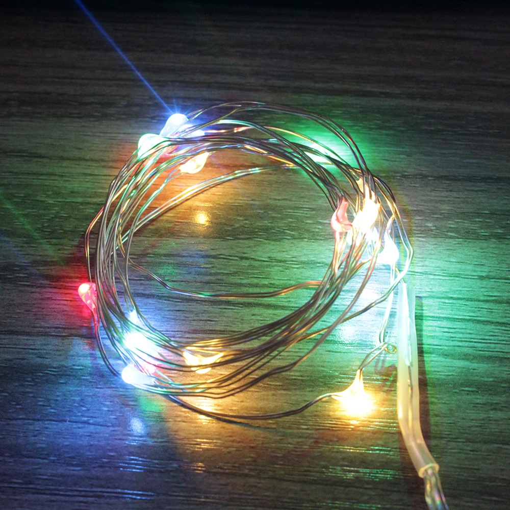 2M 20 Led String Lights Battery Powered Silver Wire Fairy Lights Outdoor Christmas for Home Wedding Decoration Garland Led Lamp - Испускаемый цвет: Multi Color