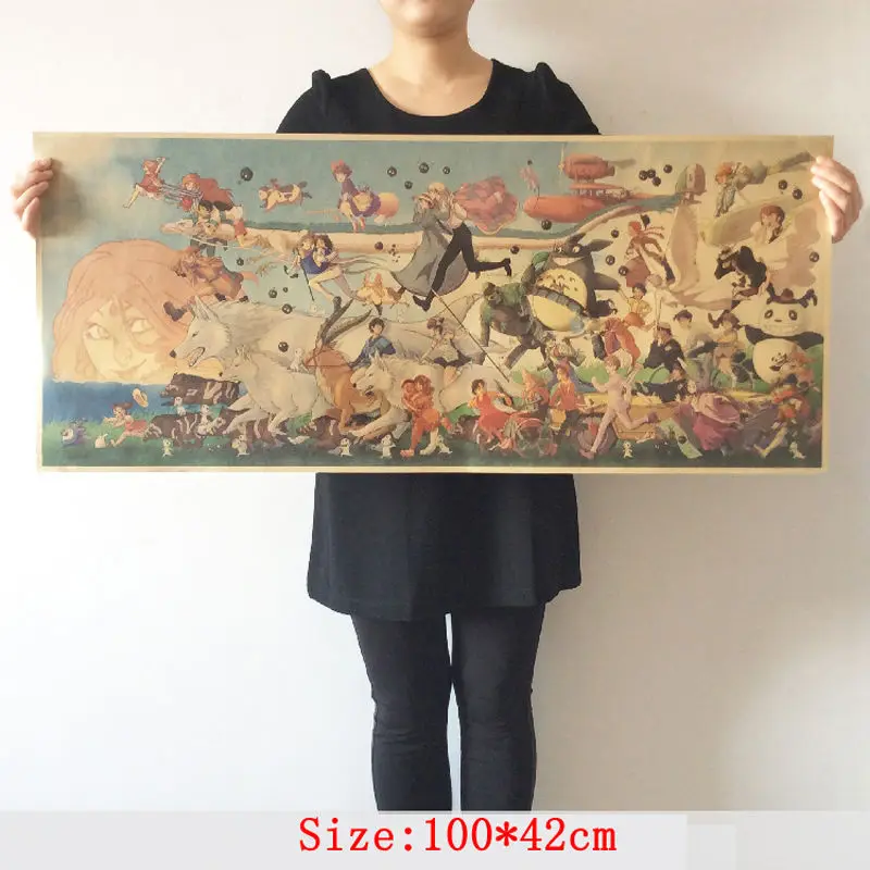 

Vintage Paper Decorate Miyazaki Hayao Totoro Spirited Away Mononoke Hime Poster
