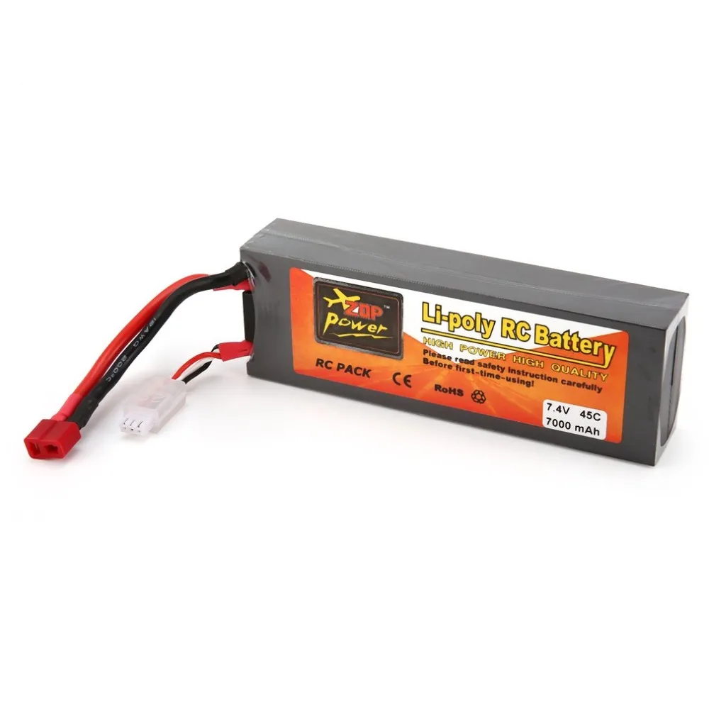 

ZOP Power 7.4V/11.1V/14.8V 7000mAh 45C 2S 1P Lipo Battery T Plug Rechargeable for RC Racing Drone Quadcopter Helicopter