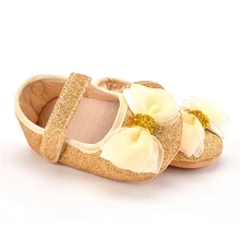 Puseky/модная обувь для маленьких девочек; популярная обувь для маленьких девочек; обувь с большим бантом золотого цвета для малышей 0-12 месяцев