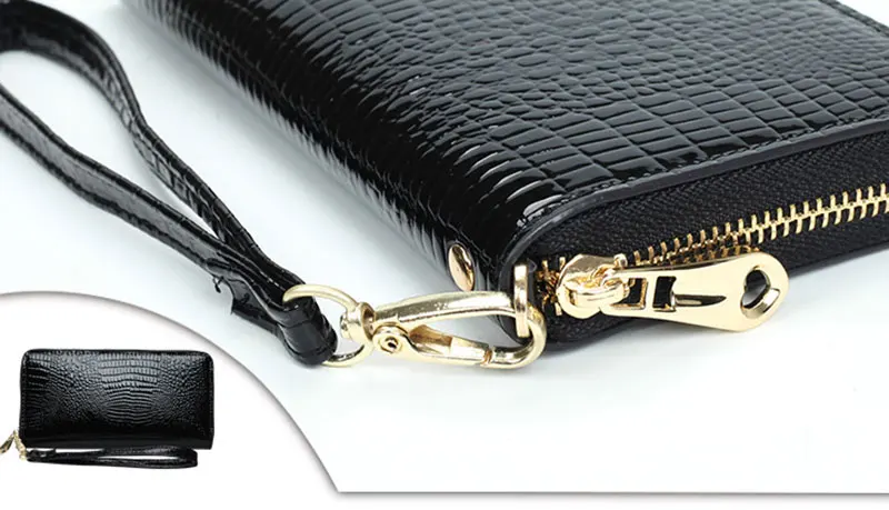 LMS 2017 New Luxury Long Women Wallet and Purses Alligator Patent Leather Zipper Cardholder Ladies Large Capacity Clutch Wallet (19)