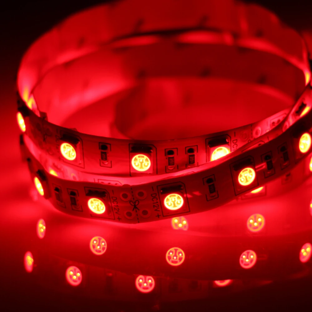 Цветная (RGB) Светодиодные ленты светильник SMD 5050 60LED/M ламп DC12V гибкий лента 1/2/3/4/5M