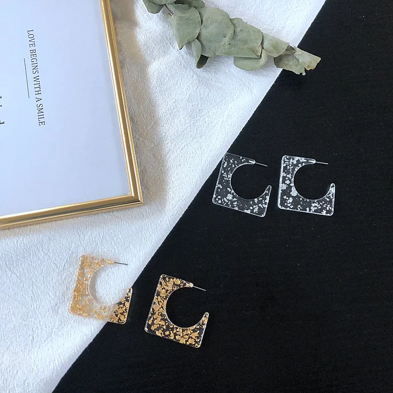 A109 Catwalk Statement Acetic Acid Geometric Irregular Gold Foil Earrings Ear Stud Sexy Brincos Women Party Jewelry | Украшения и