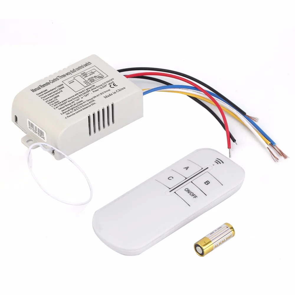 

3 Way ON/OFF Switcher Splitter Digital RF Remote Control wall Switch Wireless 220V For Light Lamp Anti-Interference White