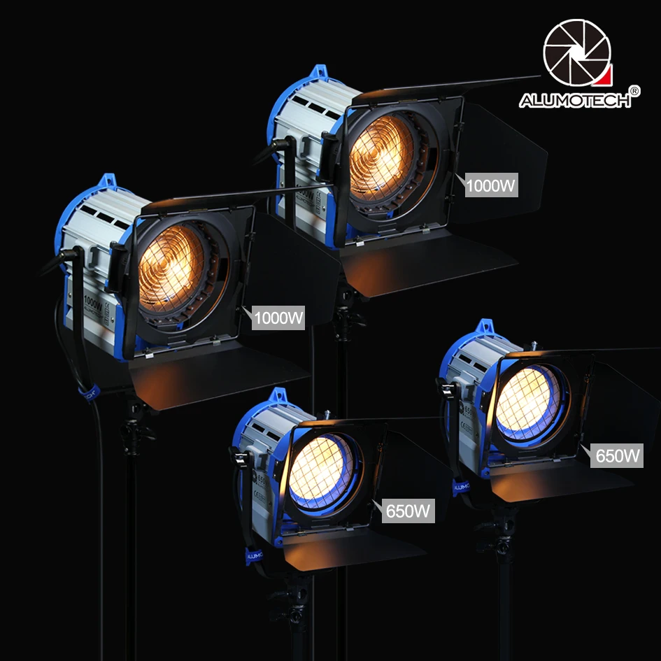 US $560.00 ALUMOTECH 650W1000wX2 Dimmer BuiltIn Fresnel Tungsten Spot Light For Film Camera Video Studio Photography Light Support