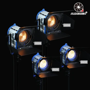 

ALUMOTECH (650W+1000w)x2 Dimmer Built-in Fresnel Tungsten Spot Light For Film Camera Video Studio Photography Light Support