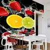 Photo Wallpaper HD Water Spray Fruit Cherry Strawberry 3D Stereo Mural Restaurant Kitchen Living Room Entrance Wallpaper Murals ► Photo 2/6