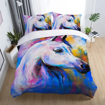 

oil painting series Unicorn quilt set King size 3d bedding set single size kids Duvet cover set AU size Bedclothes Home Textiles
