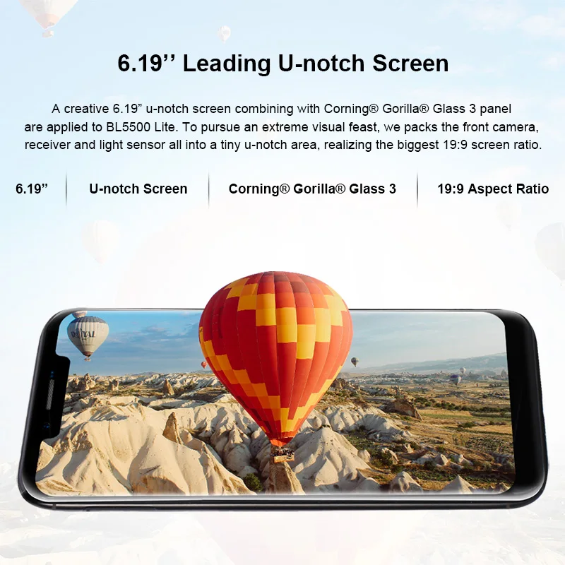 Original Doogee BL5500 Lite 6.19 Inch 19:9 Notch Screen 4G LTE Smartphone Quad Core 2G+16G Fingerprint Mobile Phone Android 8.1